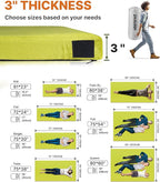 3 Inch Memory Foam Camping Mattress, Dual Layer Thick Sleeping Camp Pad for Car Tent Cot, Roll-Up Portable Glamping Floor Bed for Guests Sleepover
