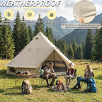 DANCHEL OUTDOOR B2 Portable Yurt with Stove Jack for Winter Camping, 4 Season Bell Tent Large Hot Tent 4/6 Person Family Camping Glamping Party 300D Oxford Khaki, 13ft/16.4ft