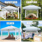 Clear Canopy Sidewalls for 10x10 Pop Up Tent, Transparent Window Curtain Cloth, 8 Mil PVC Enclosure Fabric with Zipper, White (3Pack Sidewalls Only, Not Included Frame&Top)