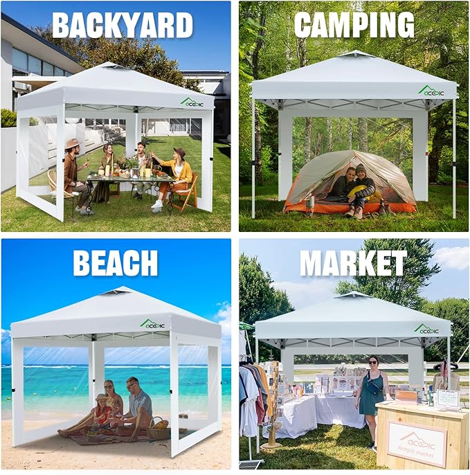 Clear Canopy Sidewalls for 10x10 Pop Up Tent, Transparent Window Curtain Cloth, 8 Mil PVC Enclosure Fabric with Zipper, White (3Pack Sidewalls Only, Not Included Frame&Top)