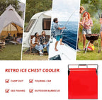 Retro Ice Chest Cooler with Bottle Opener 13L (14Qt), Stainless Steel Vintage Style Ice Bucket for Camping, Party, Beach, Picnic, RV, BBQ, Tailgating, Fishing