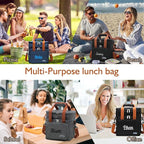 ‌Personalized Insulated Lunch Box for Men & Women - Reusable Leakproof Cooler Bag with Custom Embroidery Name, Expandable Compartment, Adjustable Strap for Work, Picnic, Camping (Gray)