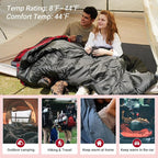 KingCamp Double Sleeping Bag for Adults, Queen Size 2 Person XXL Flannel Sleeping Bag, Waterproof Lightweight Flannel Quilt with 2 Pillows, Perfect for Couples Family Camping Hiking