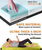 Extra Thick GAIALOOP 4 INCH Memory Foam Camping Mattress, Roll Up Floor Sleeping Mat Camp Cot Mattress Pad Travel Camping Couch Bed for Guest Adults Side Sleepers