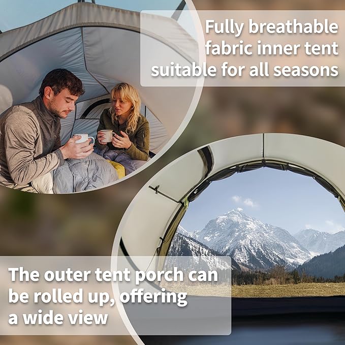Naturehike Opalus 4 Season Camping Tent, Waterproof 2-3 Person Backpacking Tent, Double Layer Tunnel Winter Tents for Camping