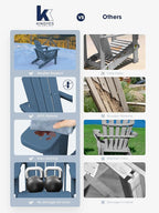 KINGYES Folding Adirondack Chair with Dual Cup Holders - HDPE All-Weather Outdoor Chairs, Wood-Like Patio Chair for Backyard, Camping, Pool & Fire Pit, Navy