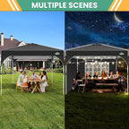 COBIZI 10x10 Pop Up Canopy Tent, Outdoor Party Tent with 3 Sidewalls, 1 Person Easy Set up, Tents for Parties with Fluorescent Strip & 4 Sandbags, Waterproof UPF50+, 3 Adjustable Height, Black