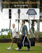 KingCamp Oversized XL Camping Chair, Heavy Duty 500lbs Folding Couch for Adults, Padded Large Comfortable Sofa Seat with Cooler Bag Cup Holder for Outdoor Sports Fishing Patio Lawn