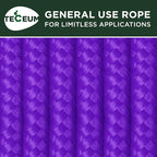 TECEUM Rope – 150 Feet x 1/4 Inch (7mm) – Purple – Strong All-Purpose Utility Rope – Camping, Crafting, Flag Pole, Indoor & Outdoor – Polypropylene Nylon Poly Lightweight Diamond Braided Cord