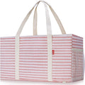 LHZK 2 Pack Extra Large Utility Tote Bag with Metal Wire Frame and the Sides Rinforced, Extra Large Tote Bag with Handle for Pool Beach Laundry Storage (Pink)