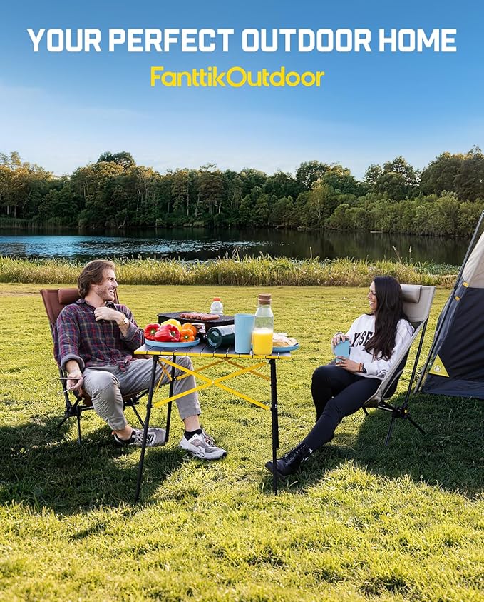 FanttikOutdoor Zeta V11 Pro Camping Table, Portable & Lightweight Folding Roll Up Table with Carry Bag, Ideal for Camping, BBQ, Picnic, Party, Outdoor Dining, Large