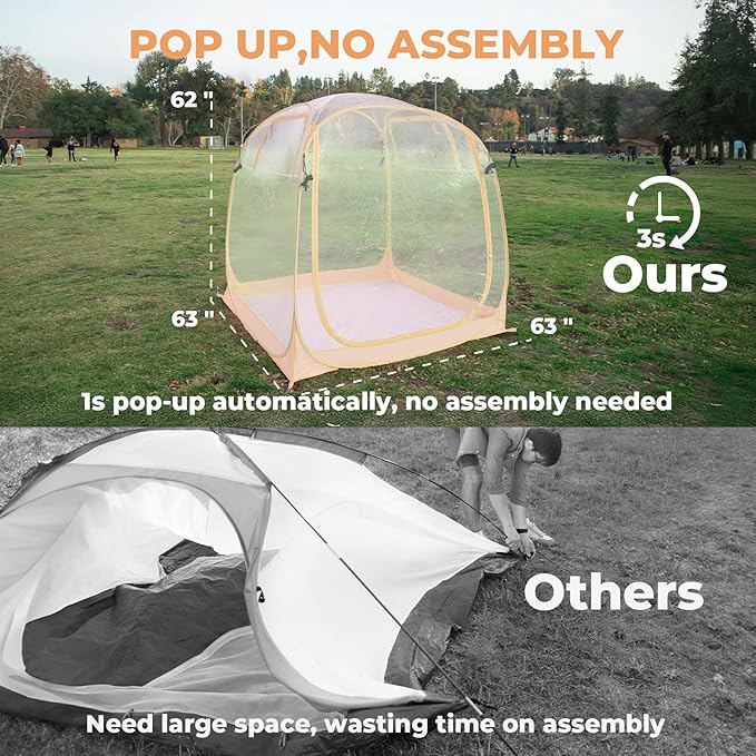All Weather Proof Pod Sports Tent,Outdoor Weather Tent Sports Pod Pop Up Shelter with Sealed Floor,2-4 Person Clear Tent for Sport Event,Camping,Fishing 8 Sizes & Multicolor