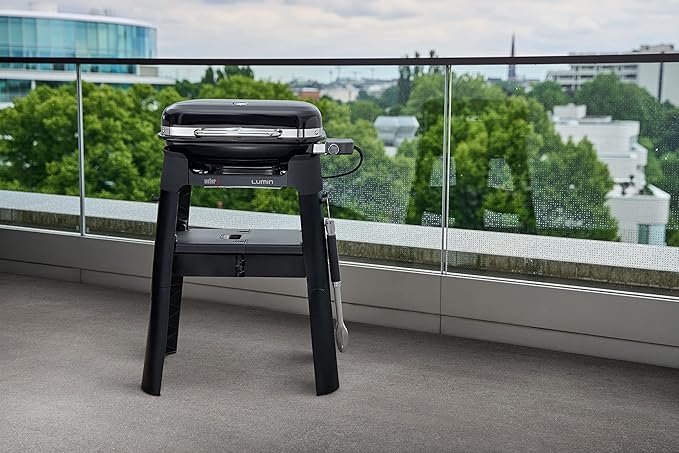 Weber Lumin Portable Outdoor Electric Barbecue Grill for Small Spaces and Travel, Golden Yellow
