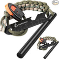 Survival Fire Starter, 4 Inch Ferro Rod, Flint Fire Starters for Hiking and Camping, Flint and Steel Survival Tool with Paracord and Emerge