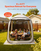 VEVOR 6 x 6 ft Pop up Screen House Tent, 4-6 Person Portable Screen Gazebo, with Carry Bag, Netting Sides & Ground Stakes, Quick Setup, Screened Canopy for Garden, Patio & Backyard, and Outdoor, Beige