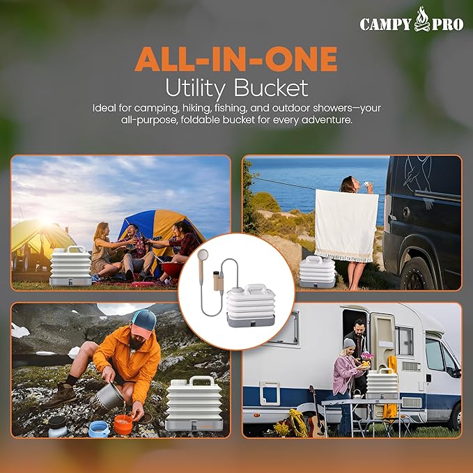 Collapsible Water Bucket, BPA Free Water Jug, Camping Water Bottle, Portable Water Tank for Outdoor, Gardening, Picnic, RV & Camping Essentials, Fishing & Emergency Preparedness Water