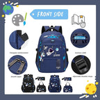 ZHANAO Backpack Set for Boys Astronaut Schoolbag with Lunch Box Pencil Case Set Bookbags for Kids Children Waterproof Lightweight Backpacks