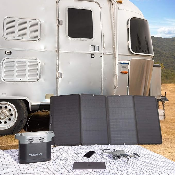 EF ECOFLOW 160 Watt Portable Solar Panel for Power Station, Foldable Solar Charger with Adjustable Kickstand, Waterproof IP68 for Outdoor Camping RV Off Grid System