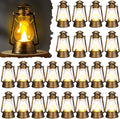 Ferraycle 24 Pcs Mini Lantern for Centerpiece Western Wedding Decor 4 Inch Camping Decorative with LED Candle Vintage Hanging Lantern Ornaments Bulk for Cowboy Cowgirl Xmas Party Decoration (Bronze)
