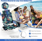Tangkula Backpack Beach Chair with Table, 5-Position Lay Flat Chairs with Cooler Bag, 2 Cup Holders, Towel Bar, Lightweight Low Folding Chair with Backpack Straps