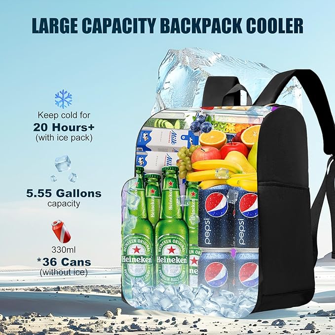 Backpack Coolers Insulated Leak Proof for Women Men, 35 Cans Large Capacity Waterproof Cooler Backpack, Soft Portable Cooler Bag for Beach Travel Camping Picnic Work