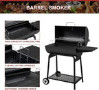 Royal Gourmet CC1830 30 Inch Barrel Charcoal Grill with Warming Rack, Outdoor BBQ Grill with 627 Sq. In. Grilling Space for Backyard, Patio and Parties, Black