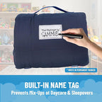 Jay Franco Kids Nap Mat with Embedded Pillow & Blanket – Soft 46"x20" Microfiber Sleeping Bag with Name Tag & Handle for School, Travel, Sleepover