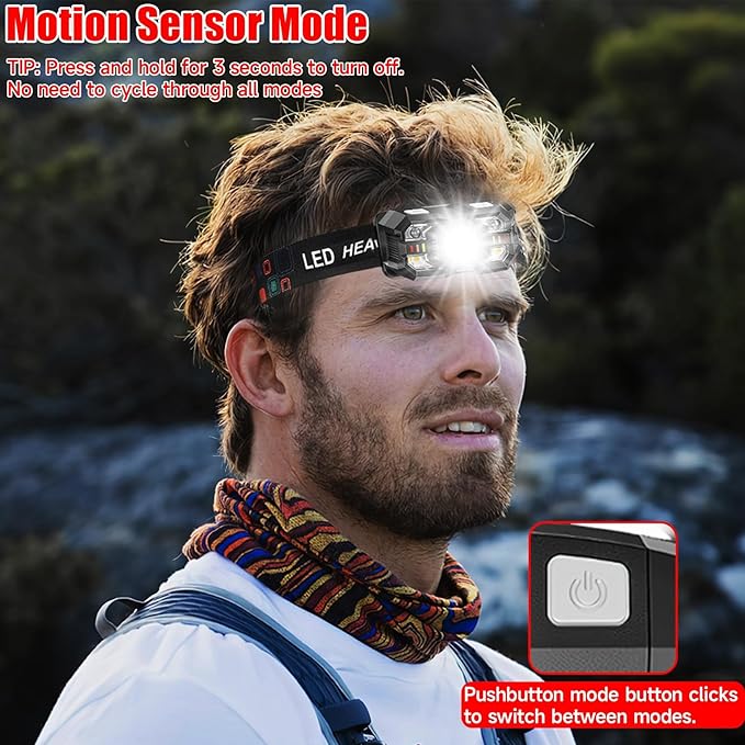 Headlamp Rechargeable 60Pack, 3000 Lumen Ultra-Light Bright Headlamp Flashlight with White Red Light, LED Headlight, 5+5 Mode for Outdoor Camping Fishing Running Hiking (60)