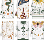 Zubebe 6 Pack Boho Kitchen Towels 18 x 28'' Mushroom Witchy Kitchen Towels Moon Celestial Absorbent Dishcloth Decor Gifts for Farmhouse Home Decorations