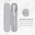 Bentgo Stainless Travel Utensil Set - Reusable 3-Piece Silverware Set with Carrying Case, High-Grade Premium Steel, BPA-Free Case, Eco-Friendly - Ideal for Travel, Camping, and Office Use (Gray)