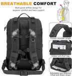 Tactical Backpack 45L Army Military Rucksack, Water Resistant MOLLE EDC Pack, Large 3 Day Bug Out Bag for Men & Women, Durable Outdoor Gear for Hiking, Camping, Hunting, Fishing,Travel (Black)
