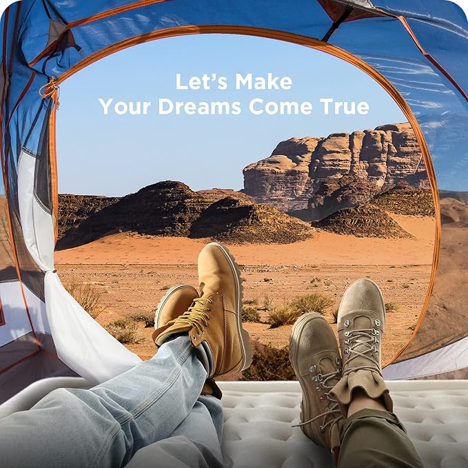 Ciays Air Mattress with Built-in Pump, Blow Up Mattress with Carrying Bag for Home and Camping, Flocked Top Inflatable Air Bed for Guests, Family