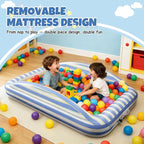 Inflatable Toddler Travel Bed with Cordless Rechargeable Air Pump – Comfy Removable Flocked Toddler Air Mattress & Safety Rails, Portable Kids Blow Up Bed for Home Camping Sleepover Vacation