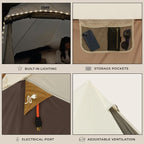 CORE 6 Person Bell Tent with LED Lights | Spacious Family Lighted Tent with Carry Bag for Camping, Glamping, and Backyard Adventures