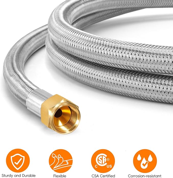 GasSaf 5FT 2 Stage Propane Regulator with Hose, Dual-Stage Propane Regulator with Gauge Suitable for RV, Generator, Camp Stove, Gas Grill, and Heater - CSA Certified