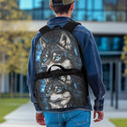 Wolf Bookbag for Men Galaxy Backpack with Lunch Box Large Capacity School Bag for College 17 Inches Book Bag with Adjustable Shoulder Strap for Travel