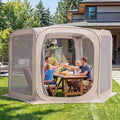 Porayhut Pop up Screen House Tent Sun Shelter with Breathable Mesh Doors,Portable Camping Tent with Detachable Waterproof Floor,10x10FT Screen Canopy Outdoor for Family Friends Party