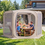 Porayhut Pop up Screen House Tent Sun Shelter with Breathable Mesh Doors,Portable Camping Tent with Detachable Waterproof Floor,10x10FT Screen Canopy Outdoor for Family Friends Party