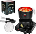 Electric Stove Coconut Charcoal Starter, ETL Approved Coal Burner for with Detachable Handle Stainless Steel Grill & Rack Smart Heat Control Long Cable for BBQ Kitchen
