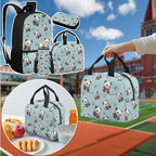 Panda School Backpack with Lunch Box and Water Bottle Bag Pencil Case Large Capacity Travel Backpacks for Kids Kindergarten Elementary Middle Lightweight Camping Travel