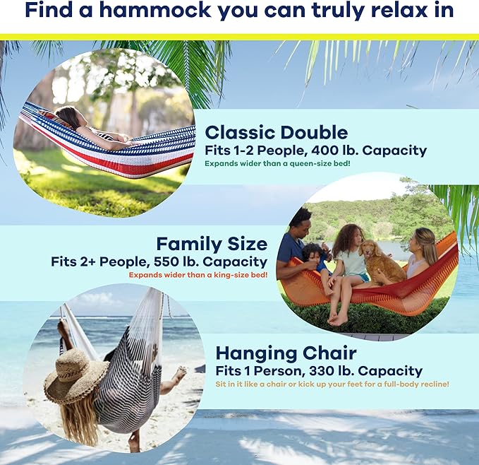 Handwoven Hanging Chair by Yellow Leaf Hammocks - Fits 1 Person, 330lb Max - Kick Back for Full-Body Recline - Weathersafe, Ultra Soft, Hang Anywhere - Color: Neon - Blue - Turquoise