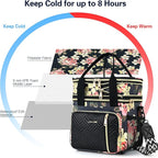 LOKASS Lunch Box & Lunch Bag for Women Men Double Deck, Large Insulated Adult Lunch Box Leakproof Lunchbox Cooler Bag for Work Picnic Beach,（Floral 16L）
