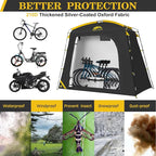 Happy Travel Bike Storage Shed Tent, Waterproof Portable Bike Cover with 40% More Top Space for 2/3/4/5 Bikes,Clips Easy Setup Sheds Shelter with Lockable Bicycle Design for Garden Tools, Lawn Mower