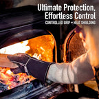 RAPICCA Fireplace Gloves Fire Heat Resistant: Black 14IN - Fireproof Leather for Fireplace Fire Pit Wood Stove Campfire Furnace BBQ Grill Oven Stick Mig Welding Welder Gear - Birthday Gift for men