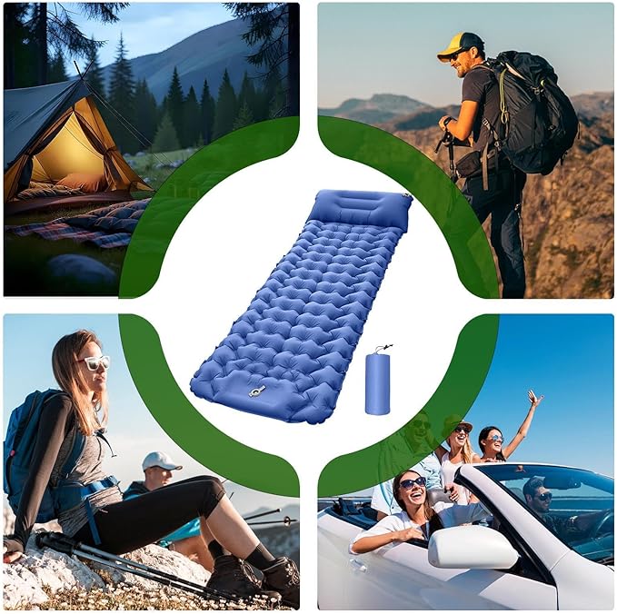 Camping Pad | Compact Blow Up Portable Airbed Mattress | Lightweight Backpacking Sleep Mat - for Outdoor Travel Backpacking Hiking Tent Car Truck SUV Women Men