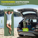 Camping Sleeping Pad, Built-in Foot Pump Inflatable Sleeping Pads, Memory Foam Mattress with Pillow, 4 Season Camping Mattress Pad, Camping Essentials Gear for Tent, Car, Hiking - Green