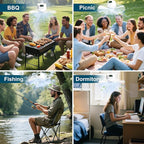 Portable Camping Fan, 10.6 Inch Tent Ceiling Fan,Rechargeable 8000mAh with Light & Hook,Timable & Auto Shut Off,Detachable Fan Blade, Used for Tent Canopy RV Porch Beach Bedroom