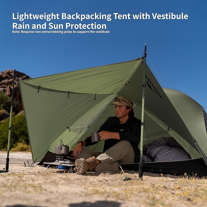 Naturehike Mongar Pro 1/2/3 Person Backpacking Tent,Waterproof Nylon Easy Setup Lightweight Camping Tent