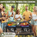 BESTFIRE Double Burner Propane Camping Stove with Independent Control Valves & 5PSI Hose - Heavy Duty Portable Outdoor Cooker for BBQ, Tailgating, and Camping