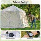 ABORON 2/6/8/10/12 Person Inflatable Camping Tent, Easy Setup Blow Up Tent with Hand Pump, PU3000mm Waterproof & Breathable 4 Season Glamping Tent for Outdoor Camping